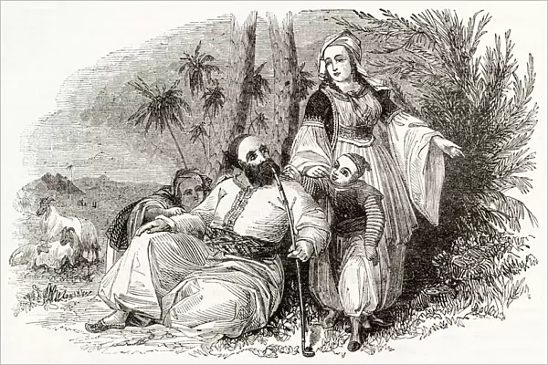 Arab family, Algeria, North Africa. Date: 1840