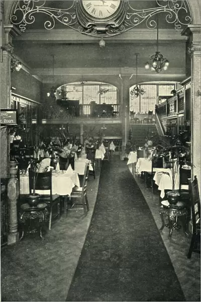 Example of an Edwardian restaurant interior notable for some art nouveau style ironwork
