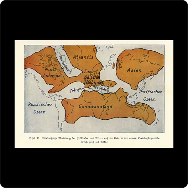 Map of the continents and seas in the Upper Carboniferous