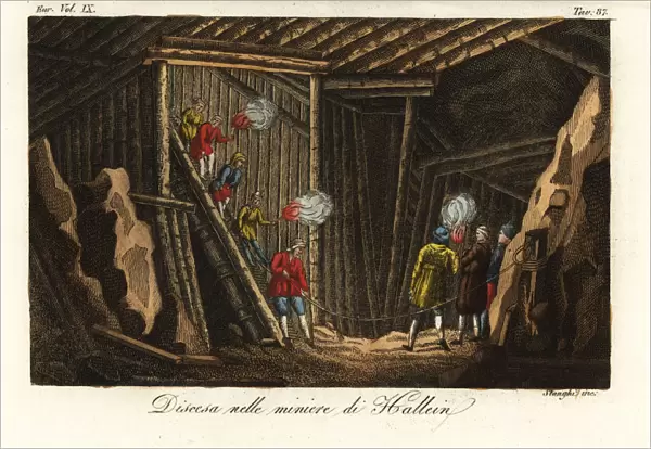 Descent into the Hallein Salt Mine, Austria, 18th century
