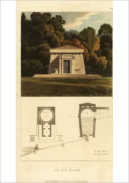 Plan and elevation of a Regency neoclassical ice house