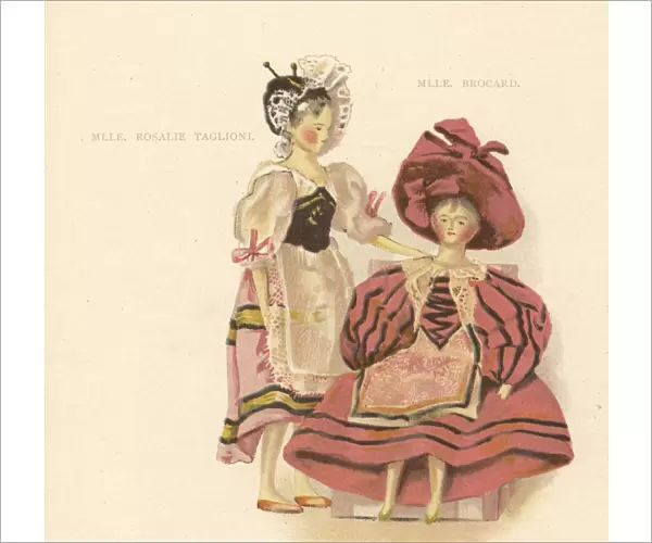 Dolls of ballet dancers Rosalie Taglioni and Caroline