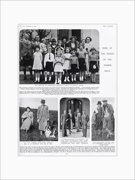 Page from The Tatler featuring a photograph of a group at the 8th birthday part of