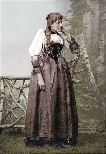 c. 1890 Switzerland young Swiss woman traditional dress
