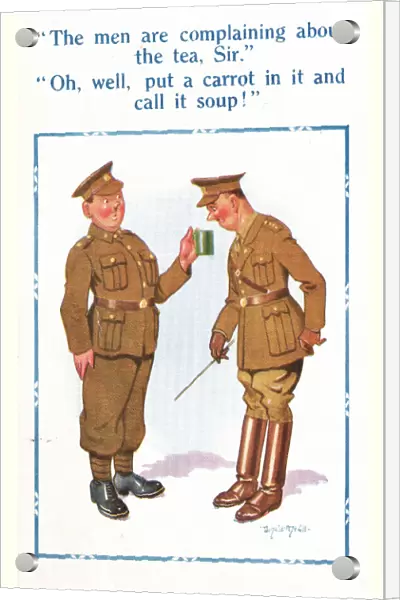 Comic postcard, Soldiers in the British Army, WW2 - is it tea, or is it soup