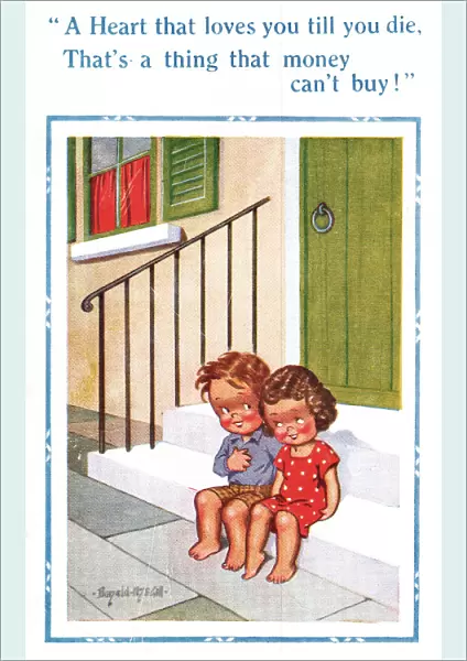Comic postcard, Little girl and little boy