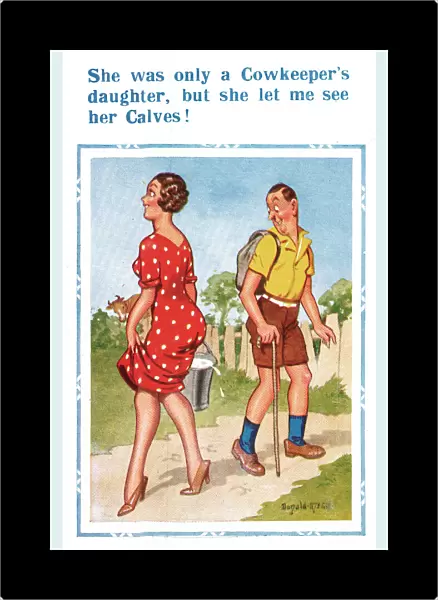 Comic postcard, Cowkeepers daughter