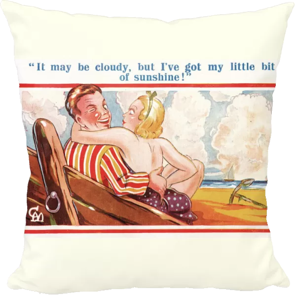 Comic postcard, Couple on the beach Date: 20th century