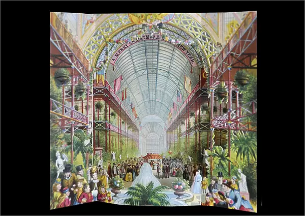 Crystal Palace interior - Christmas and New Year greetings Date: late 19th century