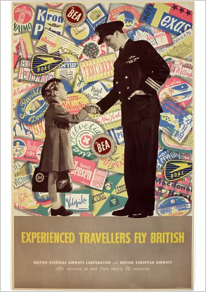 Poster, Experienced Travellers Fly British - BOAC and BEA offer services to