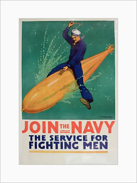 WW1 poster, Join the Navy, the Service for Fighting Men. Date: circa 1917