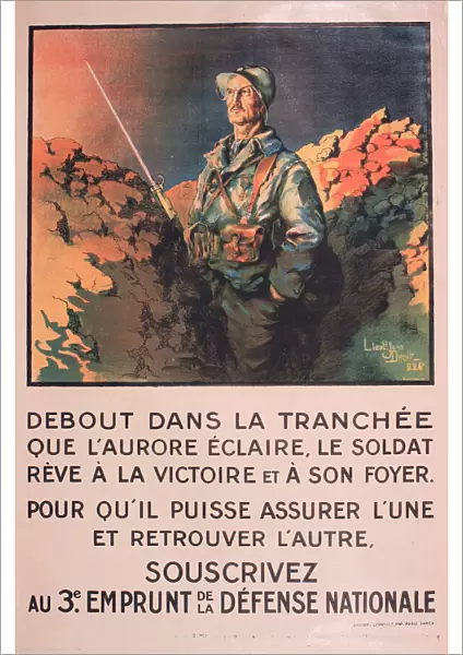WW1 poster, Debout dans la tranchee (Standing in the trench)