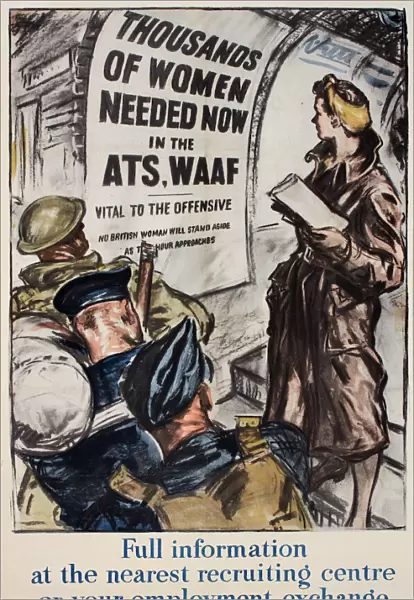 WW2 recruitment poster, Thousands of women needed now in the ATS, WaF