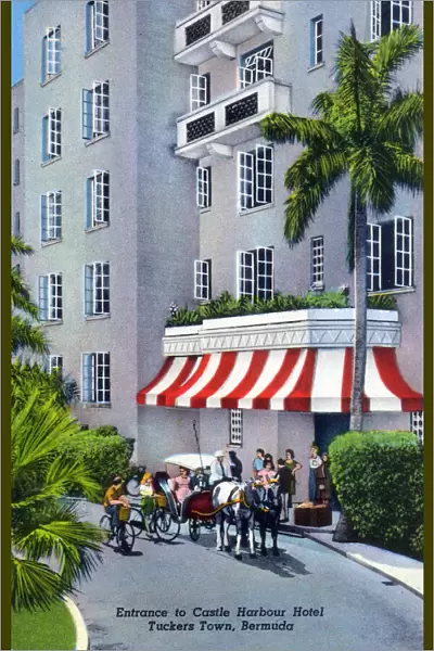 Entrance to Castle Harbour Hotel, Tuskers Town, Bermuda. Date: circa 1950s