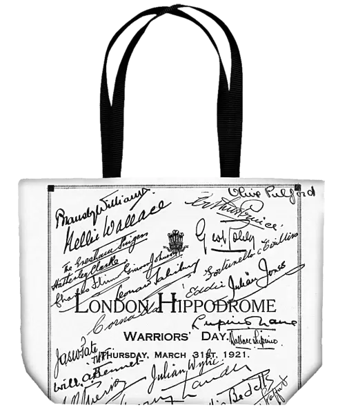 A royal programme signed by performers and management at the London Hippodromes Warriors