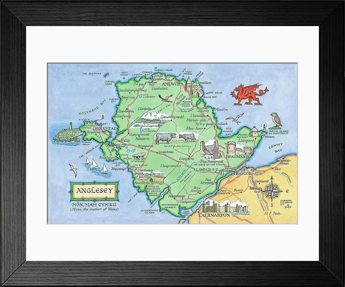 Framed Print : Anglesey Map Print by M.F. Peck Framed Print : Anglesey Map Print by M.F. Peck