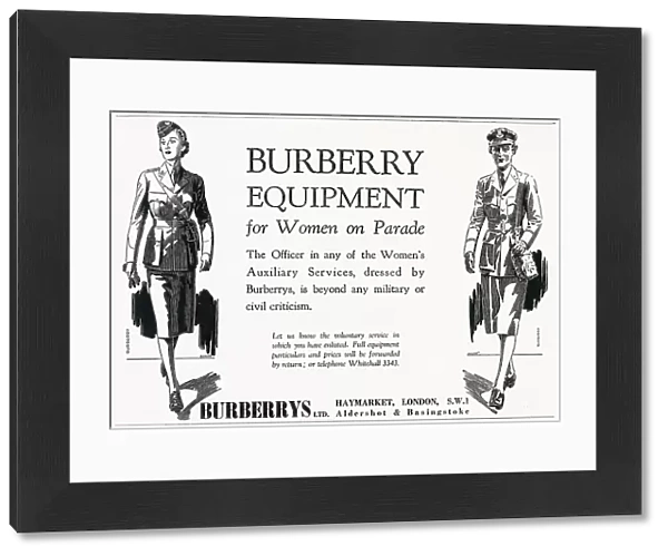 Advert for Burberry women's equipment WWII