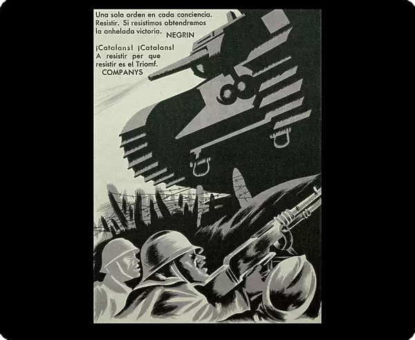 Spanish Civil War. Propaganda postcard for