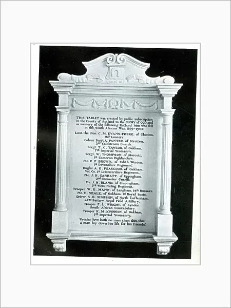 Funerary Monument - Boer War Tablet