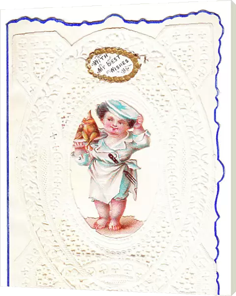 Victorian 1890s Card Greetings White Ornate Lace