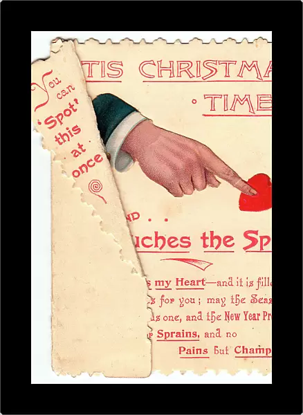 Heart with comic verse on a Christmas and New Year card