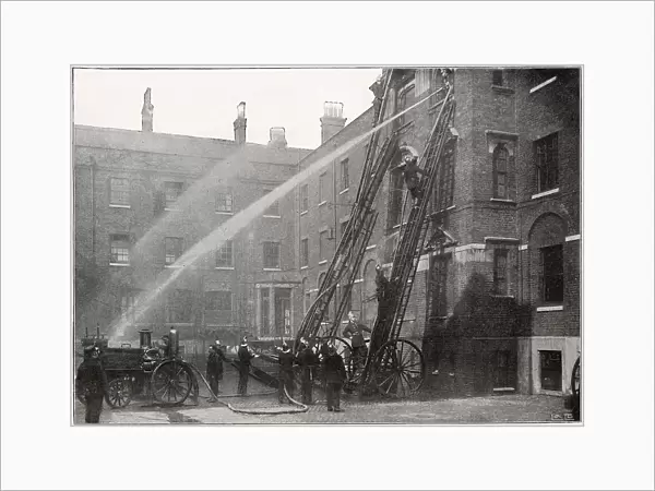 Fire drill at Southwark headquarters. Date: 1896