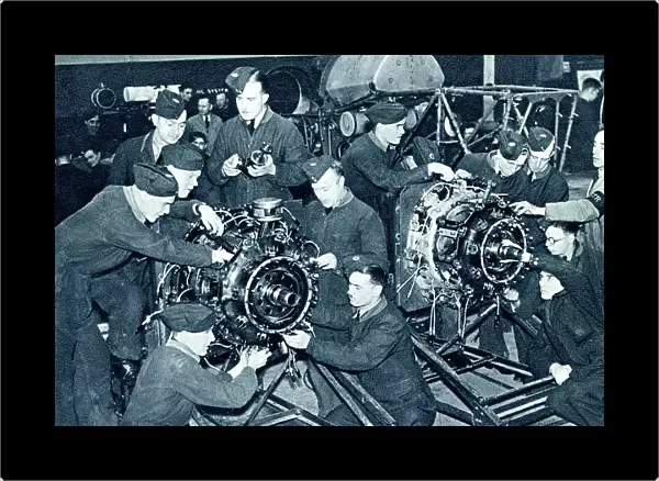 RAF recruits undergoing mechanical training, WW2