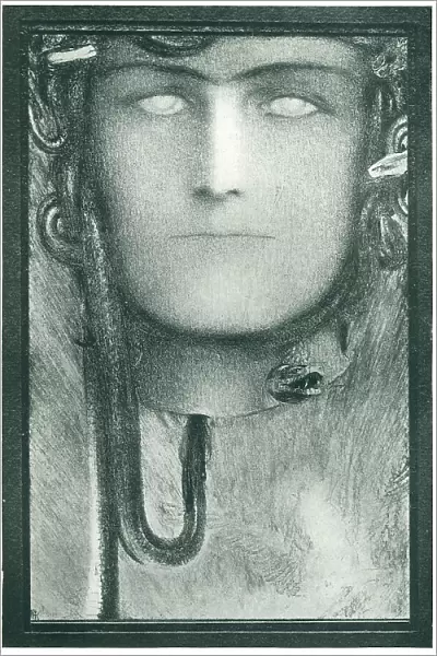 Medusa. A portrait sketch depiction of the Greek mythological gorgon