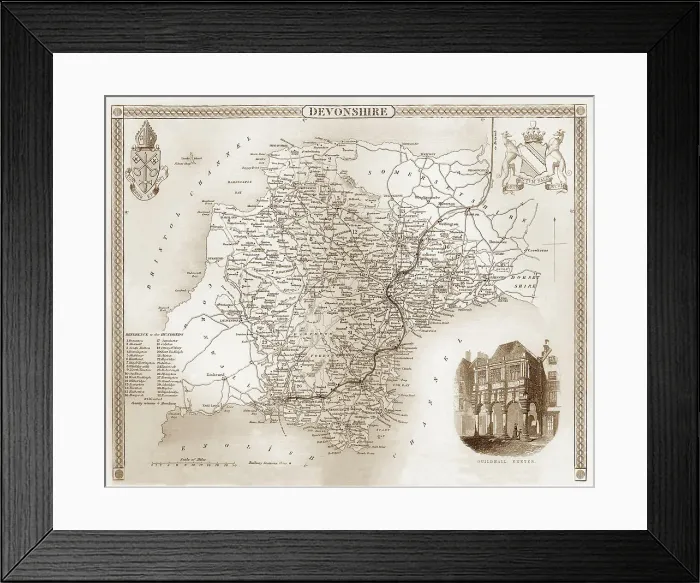 Framed Print : 1840s Victorian Map of Devon Print (New Images July 2023) Framed Print : 1840s Victorian Map of Devon Print (New Images July 2023)