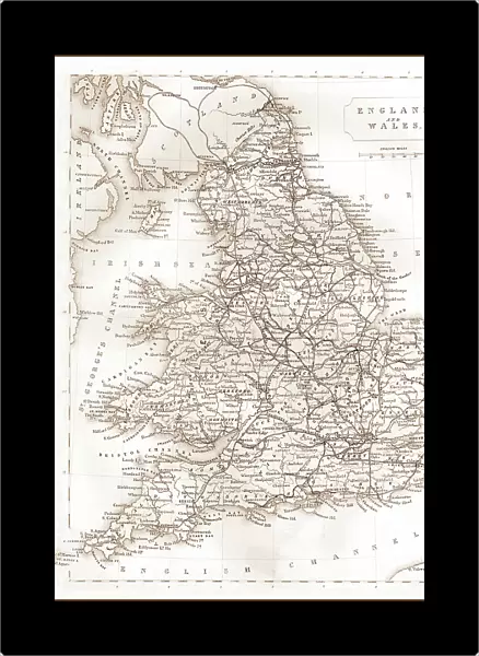 1840s Victorian Map of Railways in England and Wales