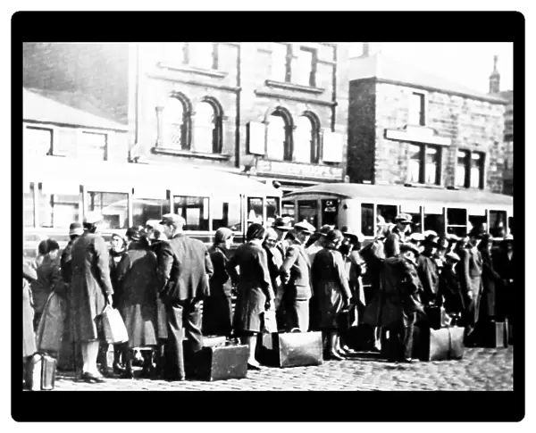 Queue for buses in Burnley, probably Wakes Week
