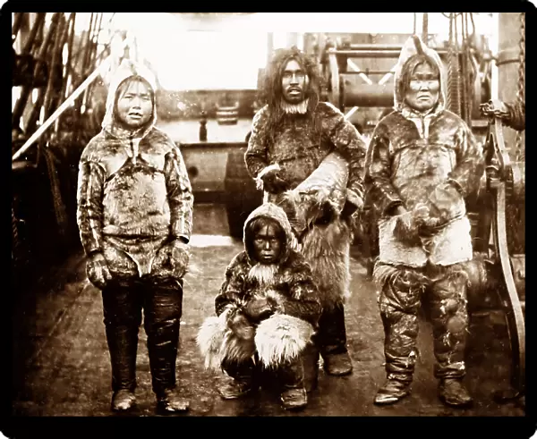 Greenland Eskimos on a whaling ship - Victorian period