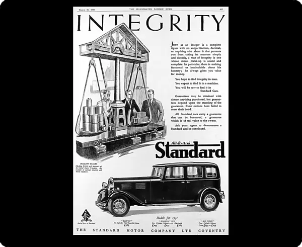 Advertisement for British Standard car
