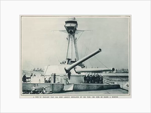 Big guns mounted on board a Monitor naval ship