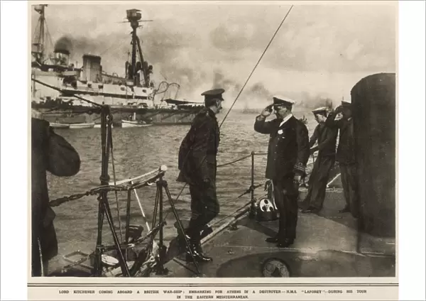 Lord Kitchener embarking for Athens aboard the Destroyer H. M