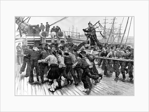 Soldiers and Sailors Manning a Capstan, 1873