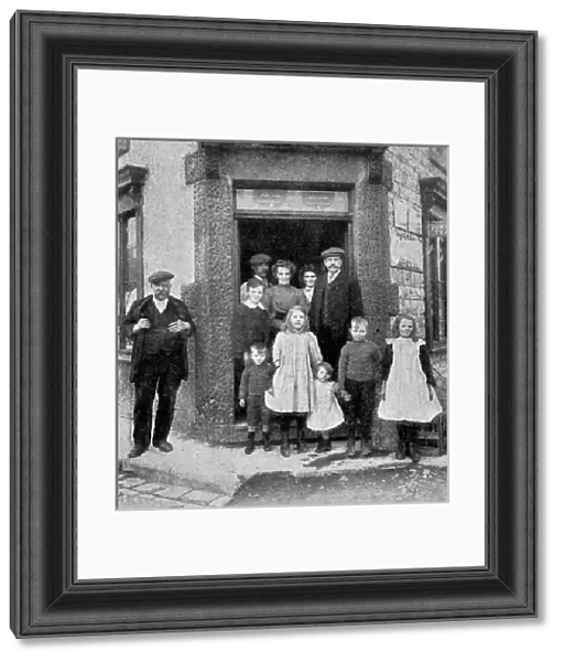 The Marchington Family outside the Post Office in Dove Holes