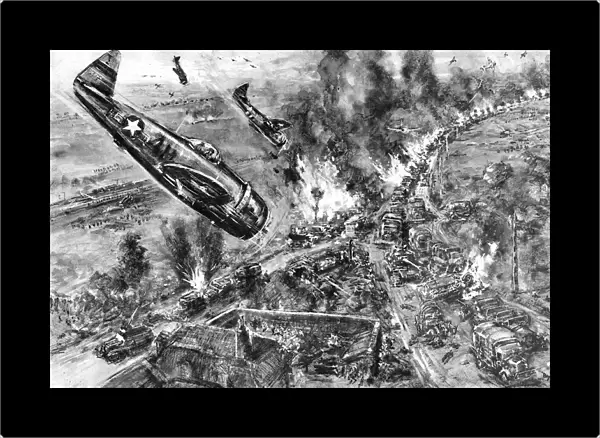 American Aircraft attacking German Vehicles, Falaise; Second