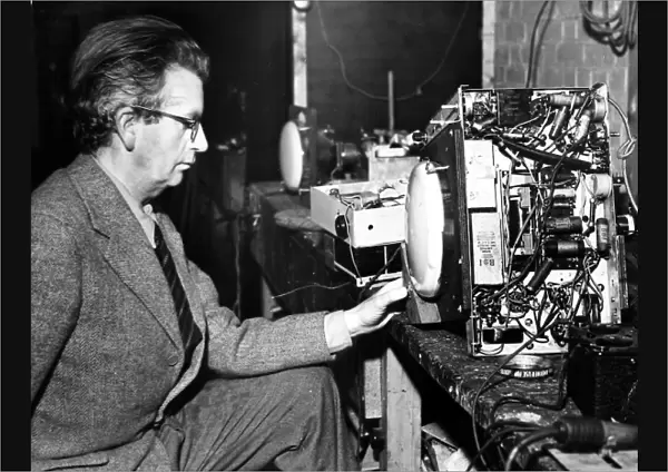 John Logie Baird experimenting at home, 1942