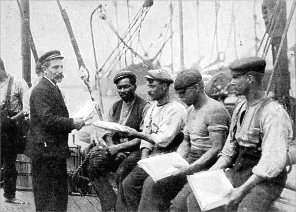 Mission to Seamen Chaplain distributing Papers, 1906
