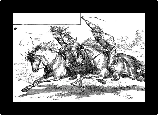 Racing Indian Ponies; North American Frontier town, c. 1880