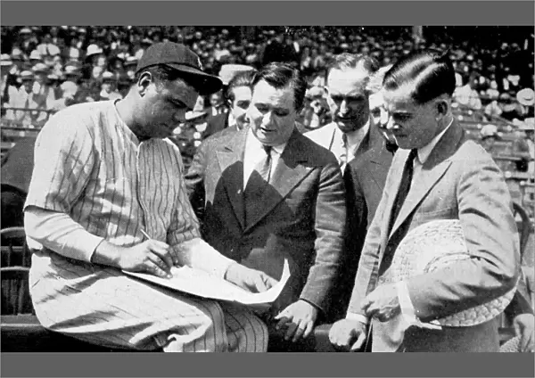 Babe Ruth Signing a $100, 000 Contract, 1926