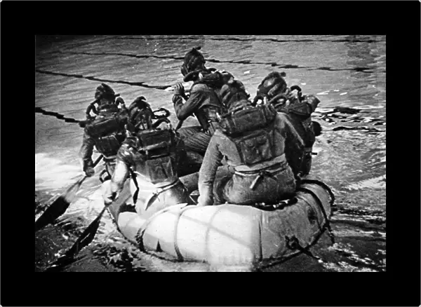 Frogmen in their dinghy, 1945