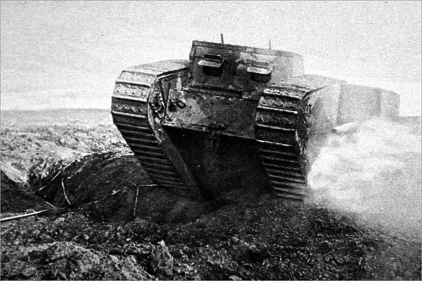 British Tank on the move; First World War, 1916