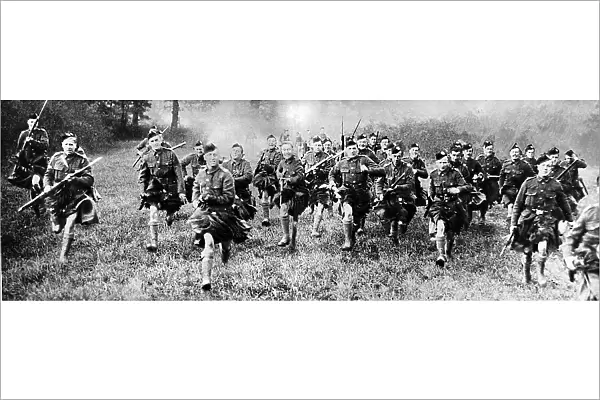 London Scottish soldiers charging with the bayonet