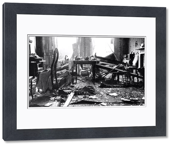 A room in a house at Nieuport after a shell had burst