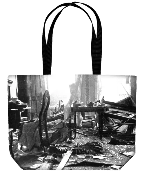 A room in a house at Nieuport after a shell had burst