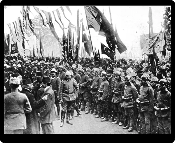 Turkish troops listening to the Sheikh-Ul-Islams proclamation in Constantinople