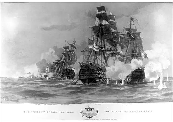The Battle of Trafalgar, H. M. S. Victory breaks the line