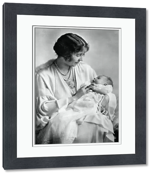 The Duchess of York holding Princess Elizabeth of York
